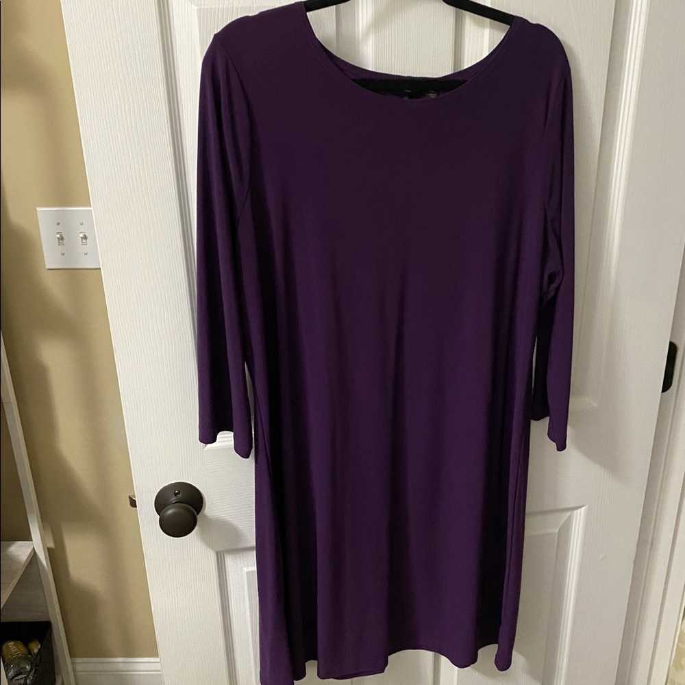SOLD - Purple Silky Knit Jersey Knee Length Dress